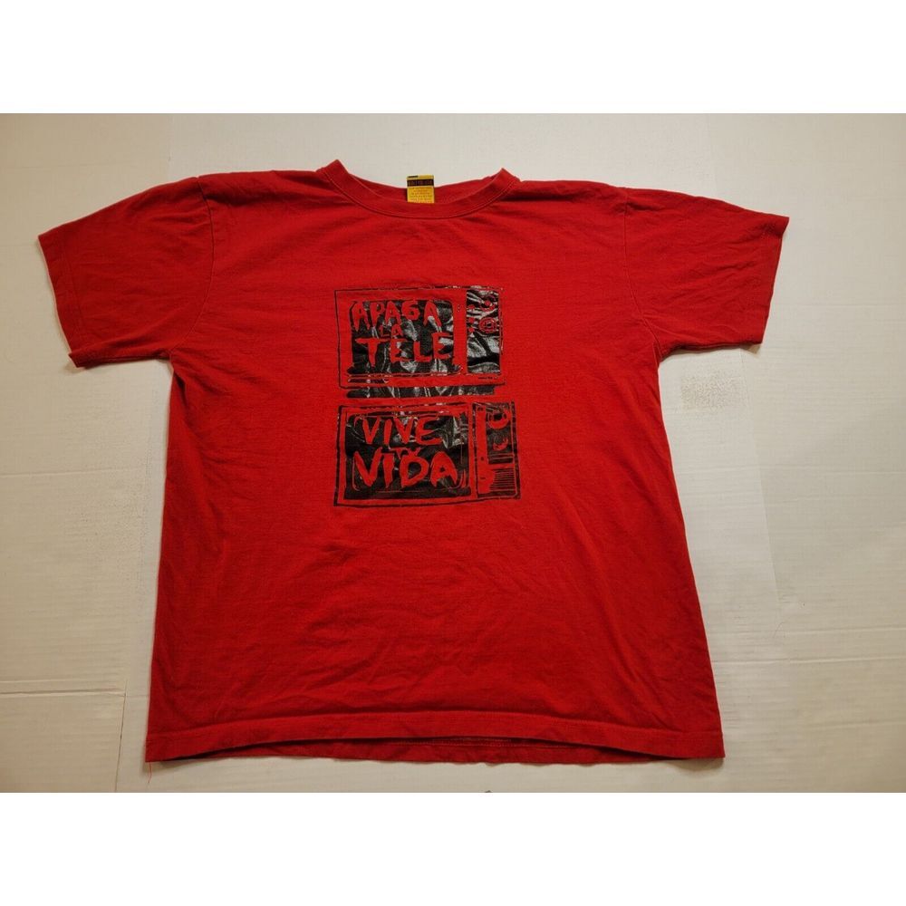Sumey Size M Graphic T‎ Shirt "Apaga La Telle" Red Short Sleeve Shirt